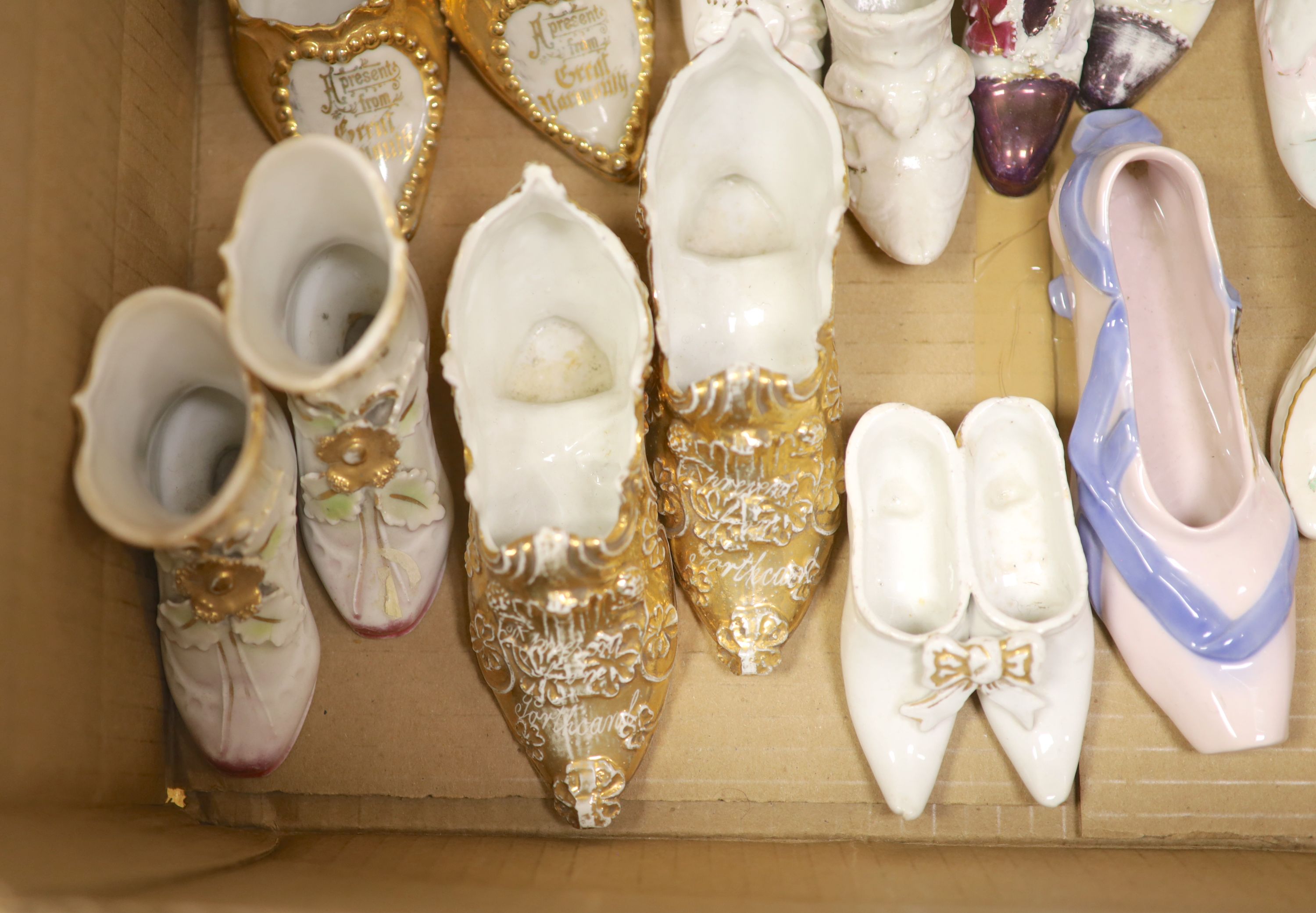 A collection of ceramic shoes